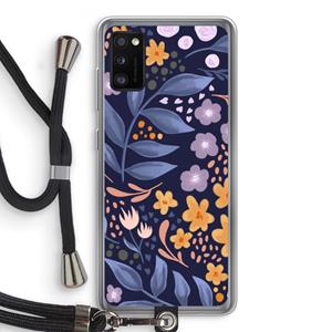 CaseCompany Flowers with blue leaves: Samsung Galaxy A41 Transparant Hoesje met koord