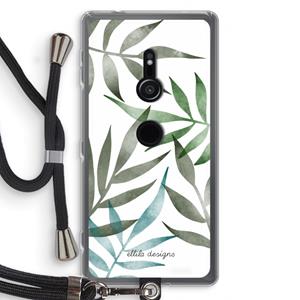 CaseCompany Tropical watercolor leaves: Sony Xperia XZ2 Transparant Hoesje met koord