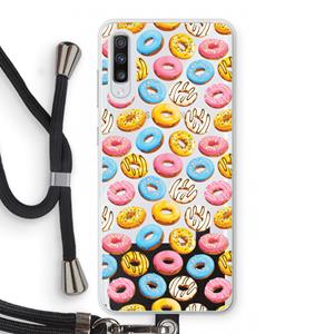 CaseCompany Pink donuts: Samsung Galaxy A70 Transparant Hoesje met koord