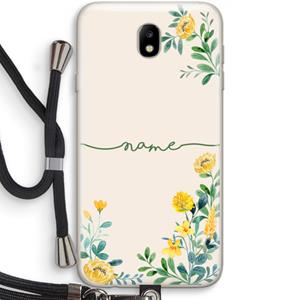 CaseCompany Gele bloemen: Samsung Galaxy J7 (2017) Transparant Hoesje met koord