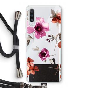 CaseCompany Geschilderde bloemen: Samsung Galaxy A70 Transparant Hoesje met koord