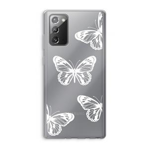 CaseCompany White butterfly: Samsung Galaxy Note 20 / Note 20 5G Transparant Hoesje