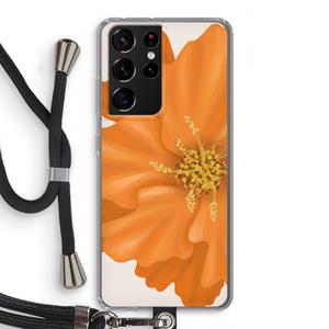 CaseCompany Orange Ellila flower: Samsung Galaxy S21 Ultra Transparant Hoesje met koord