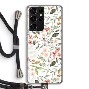 CaseCompany Sweet little flowers: Samsung Galaxy S21 Ultra Transparant Hoesje met koord