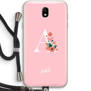 CaseCompany Pink Bouquet: Samsung Galaxy J7 (2017) Transparant Hoesje met koord