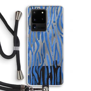 CaseCompany Blauwe nerven: Samsung Galaxy S20 Ultra Transparant Hoesje met koord