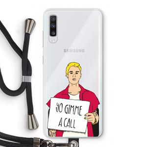 CaseCompany Gimme a call: Samsung Galaxy A70 Transparant Hoesje met koord