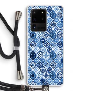 CaseCompany Blauw motief: Samsung Galaxy S20 Ultra Transparant Hoesje met koord
