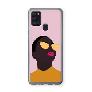 CaseCompany Yellow glasses: Samsung Galaxy A21s Transparant Hoesje