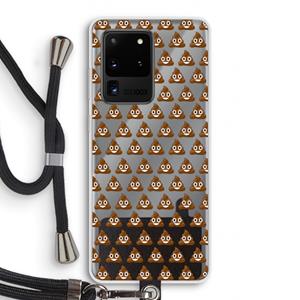 CaseCompany Poop emoji: Samsung Galaxy S20 Ultra Transparant Hoesje met koord