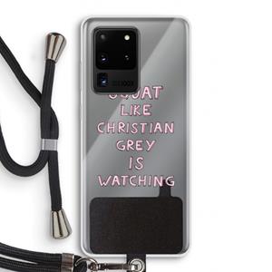 CaseCompany Christian Grey: Samsung Galaxy S20 Ultra Transparant Hoesje met koord