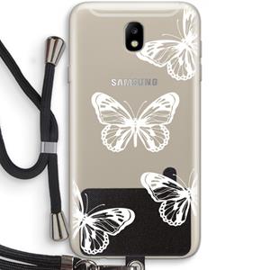 CaseCompany White butterfly: Samsung Galaxy J7 (2017) Transparant Hoesje met koord