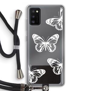 CaseCompany White butterfly: Samsung Galaxy A41 Transparant Hoesje met koord