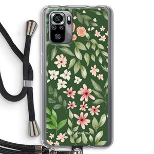 CaseCompany Botanical green sweet flower heaven: Xiaomi Redmi Note 10S Transparant Hoesje met koord