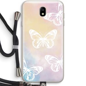CaseCompany White butterfly: Samsung Galaxy J7 (2017) Transparant Hoesje met koord