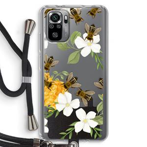 CaseCompany No flowers without bees: Xiaomi Redmi Note 10S Transparant Hoesje met koord