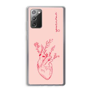 CaseCompany Blooming Heart: Samsung Galaxy Note 20 / Note 20 5G Transparant Hoesje