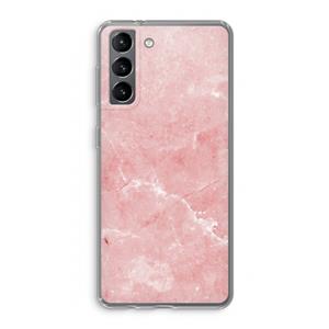 CaseCompany Roze marmer: Samsung Galaxy S21 Transparant Hoesje