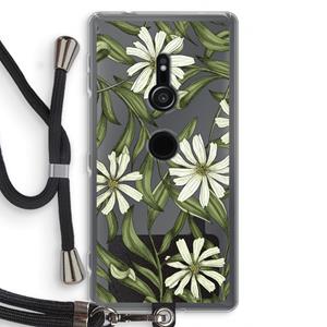 CaseCompany Wit bloemenpatroon: Sony Xperia XZ2 Transparant Hoesje met koord