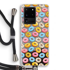 CaseCompany Pink donuts: Samsung Galaxy S20 Ultra Transparant Hoesje met koord