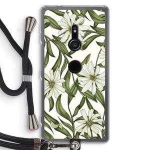 CaseCompany Wit bloemenpatroon: Sony Xperia XZ2 Transparant Hoesje met koord