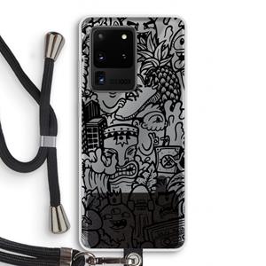 CaseCompany Vexx Black Mixtape: Samsung Galaxy S20 Ultra Transparant Hoesje met koord