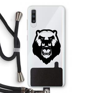 CaseCompany Angry Bear (black): Samsung Galaxy A70 Transparant Hoesje met koord
