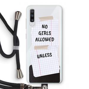 CaseCompany No Girls Allowed Unless: Samsung Galaxy A70 Transparant Hoesje met koord