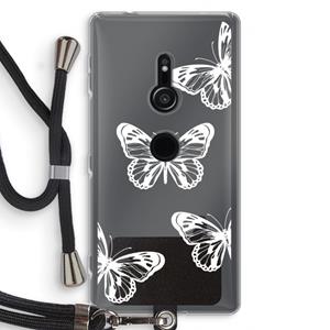 CaseCompany White butterfly: Sony Xperia XZ2 Transparant Hoesje met koord