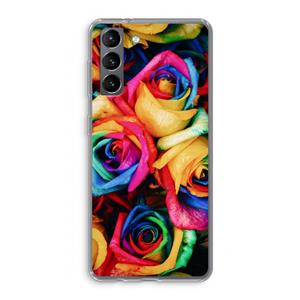 CaseCompany Neon bloemen: Samsung Galaxy S21 Transparant Hoesje