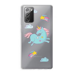 CaseCompany Vliegende eenhoorn: Samsung Galaxy Note 20 / Note 20 5G Transparant Hoesje