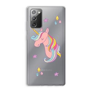 CaseCompany Roze eenhoorn: Samsung Galaxy Note 20 / Note 20 5G Transparant Hoesje