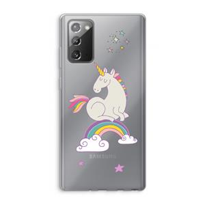 CaseCompany Regenboog eenhoorn: Samsung Galaxy Note 20 / Note 20 5G Transparant Hoesje