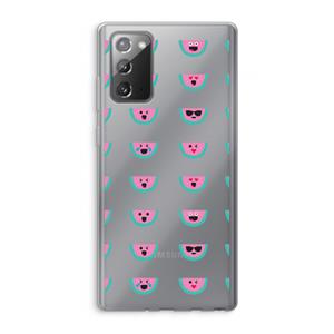 CaseCompany Smiley watermeloenprint: Samsung Galaxy Note 20 / Note 20 5G Transparant Hoesje
