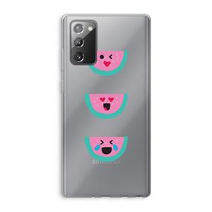 CaseCompany Smiley watermeloen: Samsung Galaxy Note 20 / Note 20 5G Transparant Hoesje