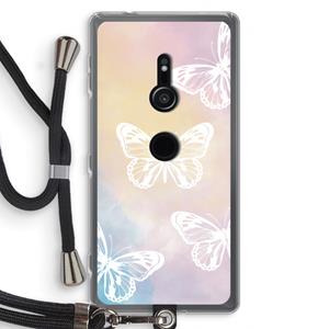 CaseCompany White butterfly: Sony Xperia XZ2 Transparant Hoesje met koord