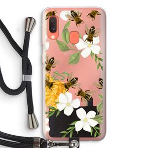 CaseCompany No flowers without bees: Samsung Galaxy A20e Transparant Hoesje met koord