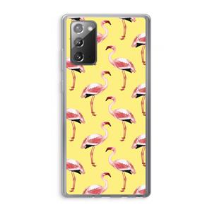 CaseCompany Flamingo's geel: Samsung Galaxy Note 20 / Note 20 5G Transparant Hoesje