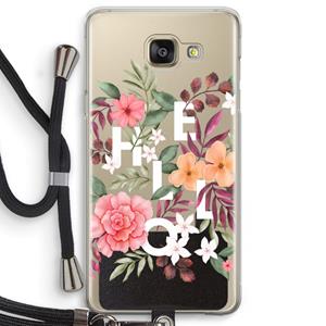 CaseCompany Hello in flowers: Samsung Galaxy A5 (2016) Transparant Hoesje met koord