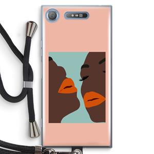 CaseCompany Orange lips: Sony Xperia XZ1 Transparant Hoesje met koord