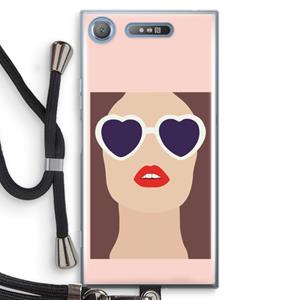 CaseCompany Red lips: Sony Xperia XZ1 Transparant Hoesje met koord