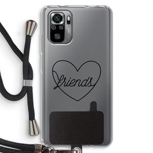 CaseCompany Friends heart black: Xiaomi Redmi Note 10S Transparant Hoesje met koord
