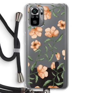 CaseCompany Peachy flowers: Xiaomi Redmi Note 10S Transparant Hoesje met koord