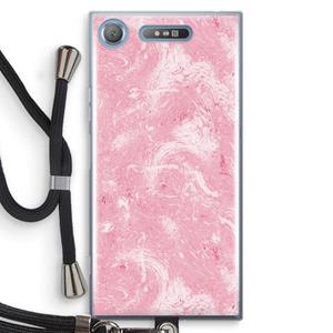 CaseCompany Abstract Painting Pink: Sony Xperia XZ1 Transparant Hoesje met koord