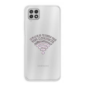 CaseCompany Home Is Where The Wifi Is: Samsung Galaxy A22 4G Transparant Hoesje