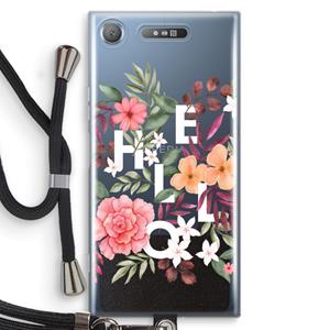 CaseCompany Hello in flowers: Sony Xperia XZ1 Transparant Hoesje met koord