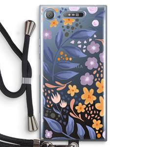 CaseCompany Flowers with blue leaves: Sony Xperia XZ1 Transparant Hoesje met koord