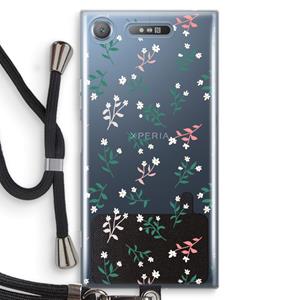 CaseCompany Small white flowers: Sony Xperia XZ1 Transparant Hoesje met koord