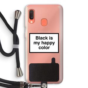 CaseCompany Black is my happy color: Samsung Galaxy A20e Transparant Hoesje met koord