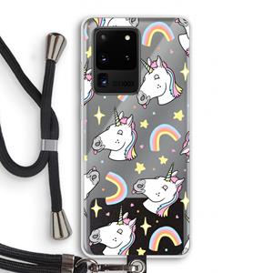 CaseCompany Rainbow Unicorn: Samsung Galaxy S20 Ultra Transparant Hoesje met koord